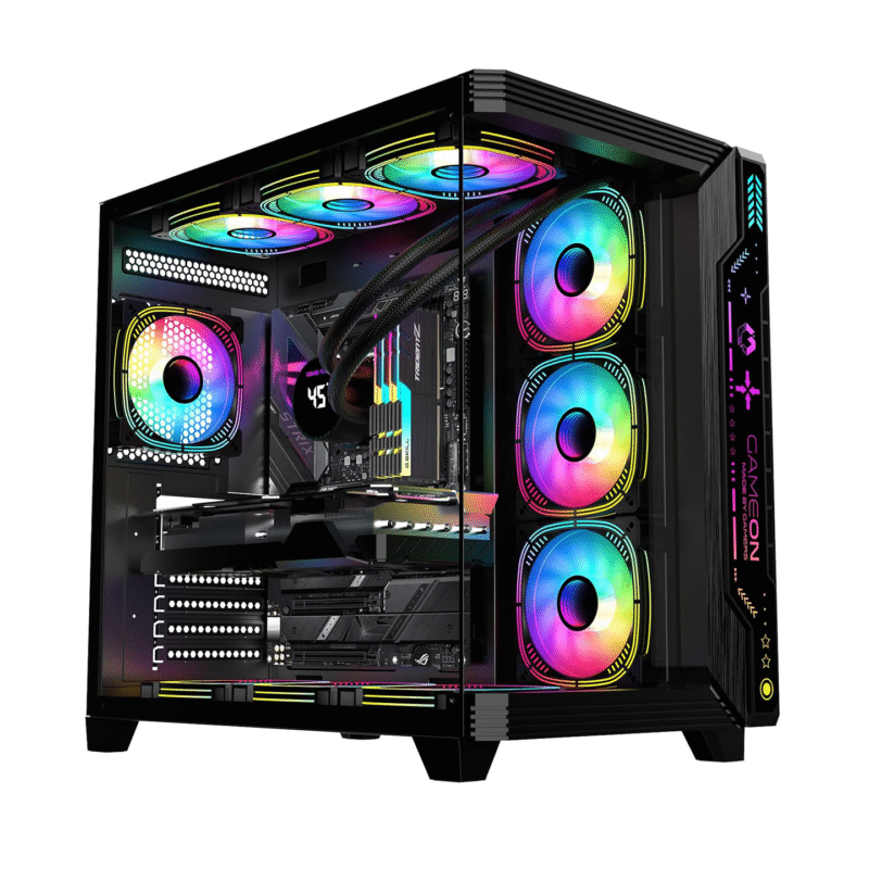 Gameon Game ON Gaming PC Case – ATX/M-ATX/ITX ARGB Pre-Installed Fans