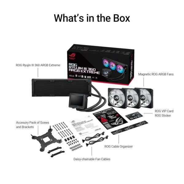 ASUS ROG RYUJIN III 360 ARGB EXTREME AIO CPU liquid cooler AMD, Intel Utra Core  all-in-one