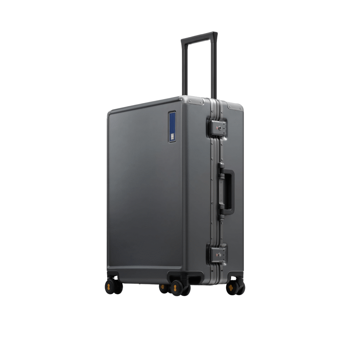 LEVEL8 Checked Zipperless Luggage with Aluminum Frame 24'' Grey - Image 2