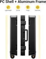 LEVEL8 Checked Zipperless Luggage with Aluminum Frame 24'' Black - Image 9