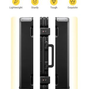 LEVEL8 Checked Zipperless Luggage with Aluminum Frame 24'' Black