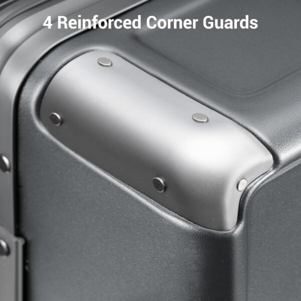 LEVEL8 Checked Zipperless Luggage with Aluminum Frame 24'' Grey