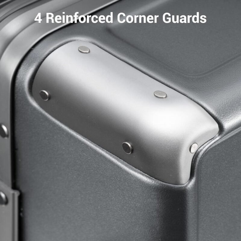 LEVEL8 Checked Zipperless Luggage with Aluminum Frame 24'' Grey