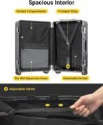 LEVEL8 Checked Zipperless Luggage with Aluminum Frame 24'' Grey - Image 7