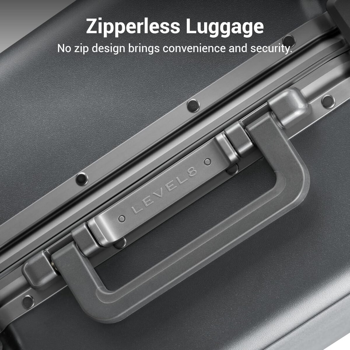 LEVEL8 Checked Zipperless Luggage with Aluminum Frame 24'' Grey - Image 8