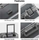 LEVEL8 Checked Zipperless Luggage with Aluminum Frame 24'' Grey - Image 9