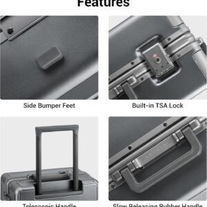 LEVEL8 Checked Zipperless Luggage with Aluminum Frame 24'' Grey
