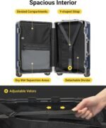 LEVEL8 Checked Zipperless Luggage with Aluminum Frame 24'' Blue - Image 6