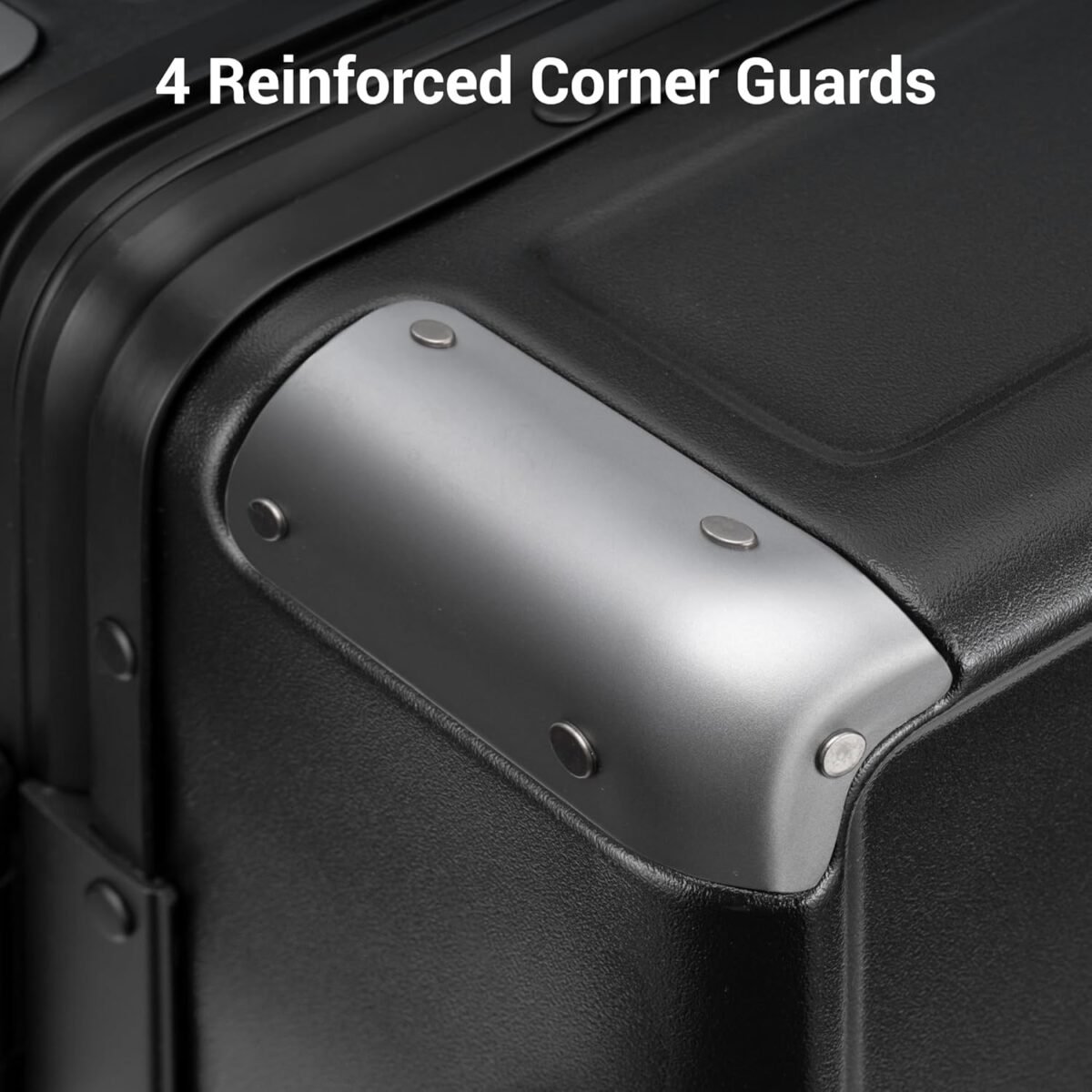LEVEL8 Checked Zipperless Luggage with Aluminum Frame 24'' Black - Image 8