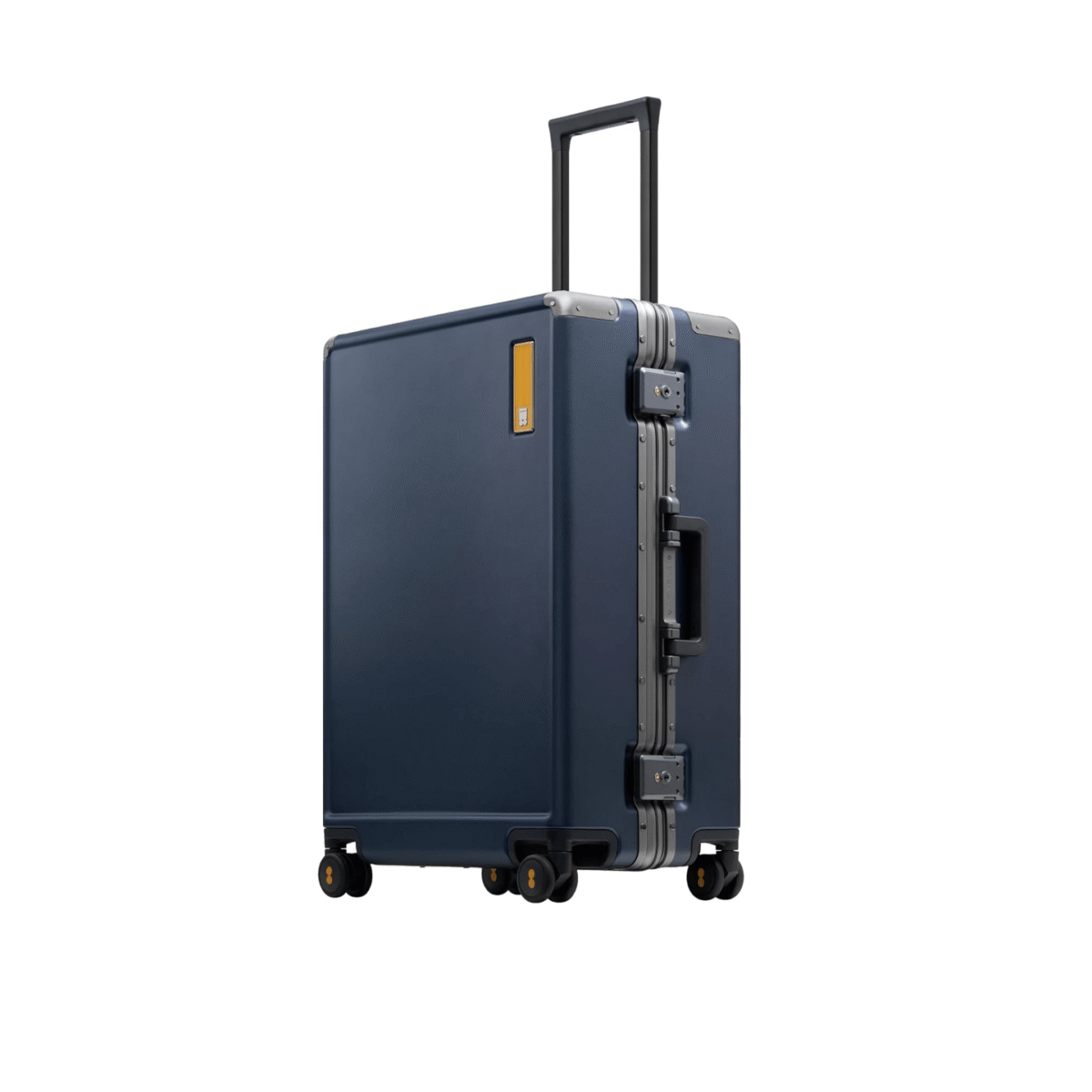 LEVEL8 Checked Zipperless Luggage with Aluminum Frame 24'' Blue - Image 2