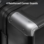 LEVEL8 Checked Zipperless Luggage with Aluminum Frame 24'' Black - Image 8