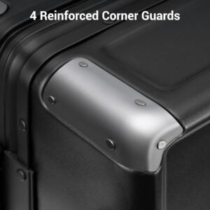 LEVEL8 Checked Zipperless Luggage with Aluminum Frame 24'' Black