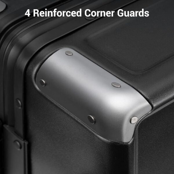 LEVEL8 Checked Zipperless Luggage with Aluminum Frame 24'' Black