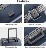 LEVEL8 Checked Zipperless Luggage with Aluminum Frame 24'' Blue - Image 8