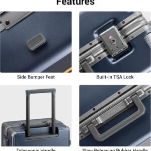 LEVEL8 Checked Zipperless Luggage with Aluminum Frame 24'' Blue