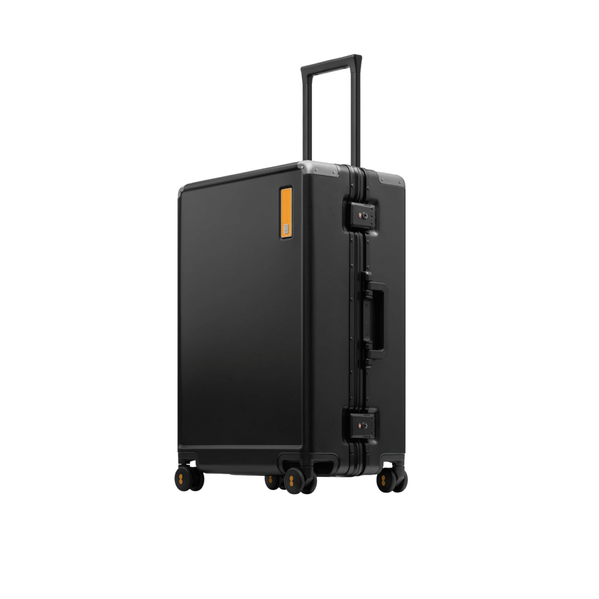LEVEL8 Checked Zipperless Luggage with Aluminum Frame 24'' Black - Image 2
