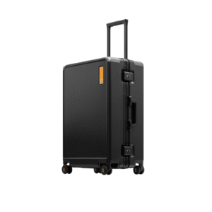 LEVEL8 Checked Zipperless Luggage with Aluminum Frame 24'' Black