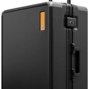 LEVEL8 Checked Zipperless Luggage with Aluminum Frame 24'' Black