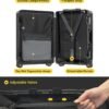 LEVEL8 Checked Zipperless Luggage with Aluminum Frame 24'' Black