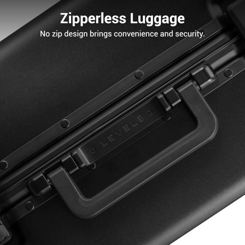 LEVEL8 Checked Zipperless Luggage with Aluminum Frame 24'' Black
