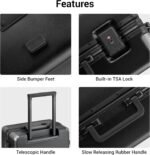 LEVEL8 Checked Zipperless Luggage with Aluminum Frame 24'' Black - Image 4