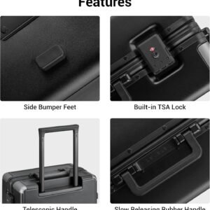 LEVEL8 Checked Zipperless Luggage with Aluminum Frame 24'' Black