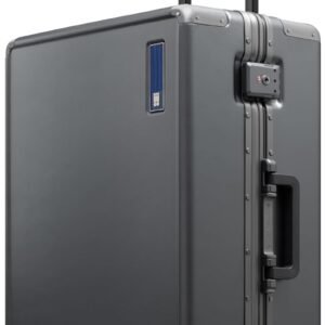 LEVEL8 Checked Zipperless Luggage with Aluminum Frame 24'' Grey