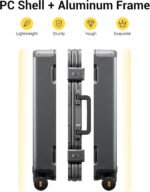 LEVEL8 Checked Zipperless Luggage with Aluminum Frame 24'' Grey - Image 5