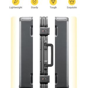 LEVEL8 Checked Zipperless Luggage with Aluminum Frame 24'' Grey