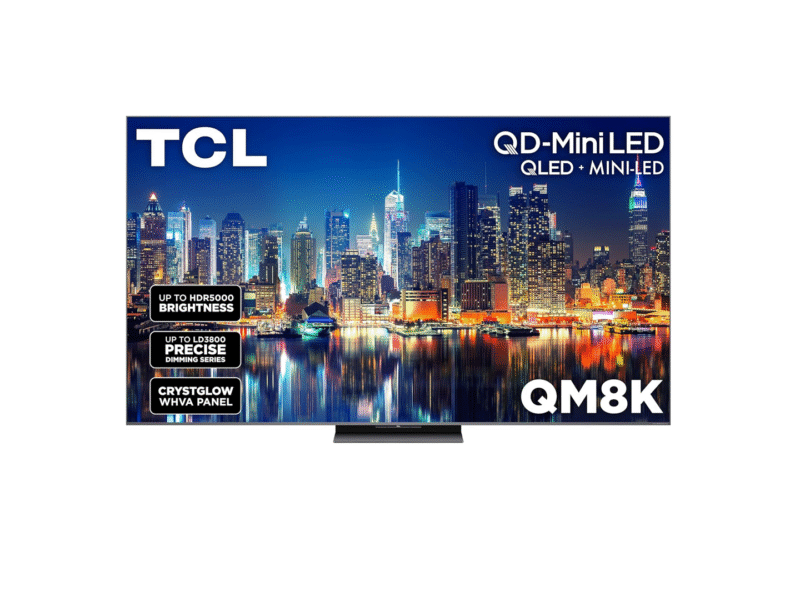 TCL 85-Inch Class 85QM8K Series QD-Mini LED 4K UHD Google Smart TV 144hz, 288hz VRR, No Bezel Design