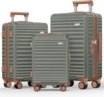 SHOWKOO Luggage Sets Of 3 | 20'' 24''28''| Suitcase Hardside Expandable Green - Image 3