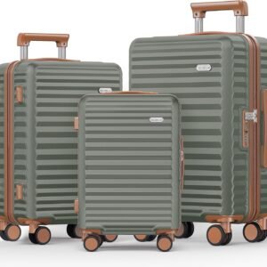 SHOWKOO Luggage Sets Of 3 | 20'' 24''28''| Suitcase Hardside Expandable Green