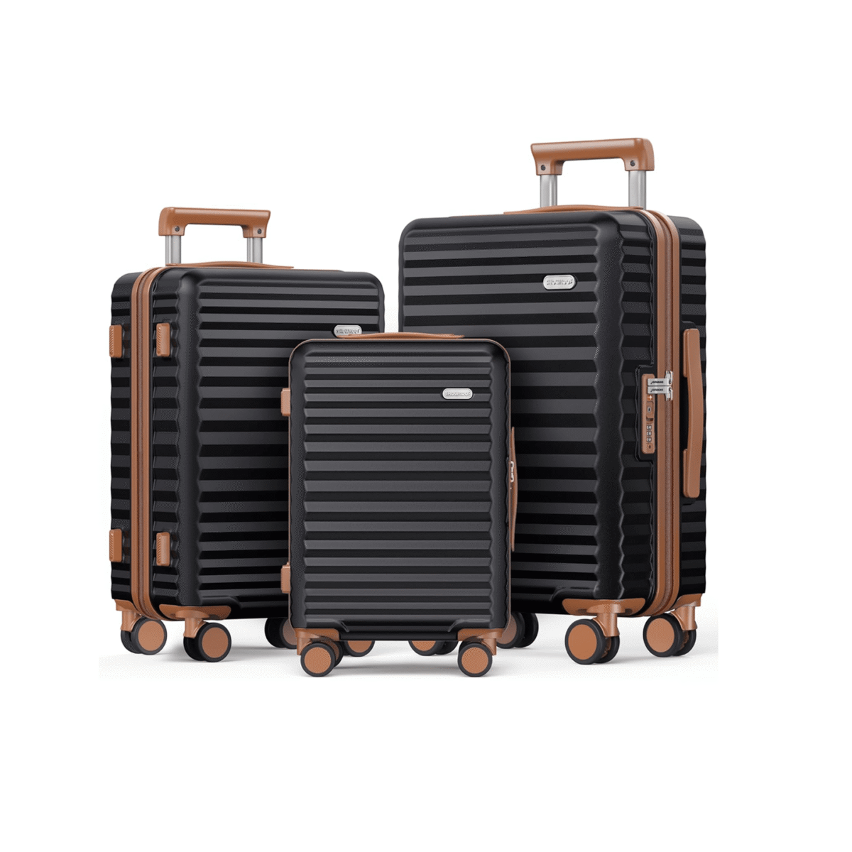 SHOWKOO Luggage Sets Of 3 | 20'' 24''28''| Suitcase Hardside Expandable Black - Image 2
