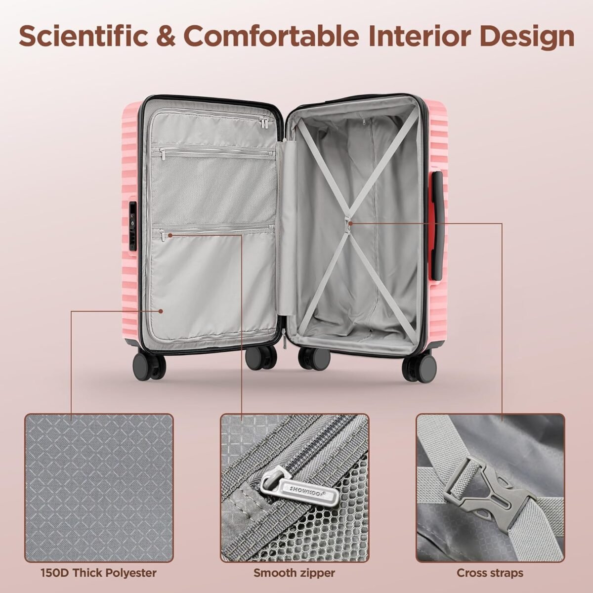 SHOWKOO Luggage Sets Of 3 | 20'' 24''28''| Suitcase Hardside Expandable - Image 4