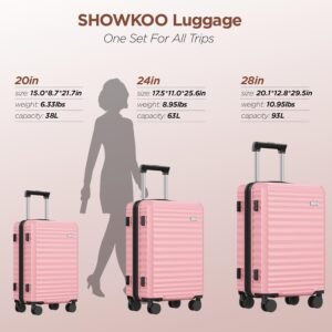 SHOWKOO Luggage Sets Of 3 | 20'' 24''28''| Suitcase Hardside Expandable