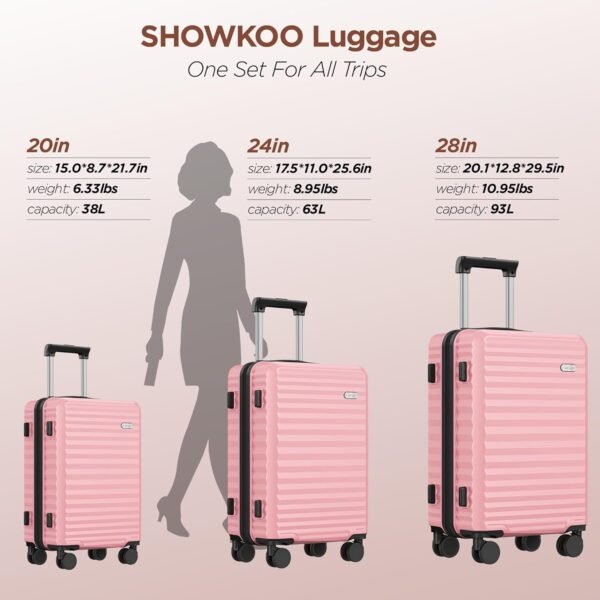 SHOWKOO Luggage Sets Of 3 | 20'' 24''28''| Suitcase Hardside Expandable