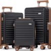 SHOWKOO Luggage Sets Of 3 | 20'' 24''28''| Suitcase Hardside Expandable Black