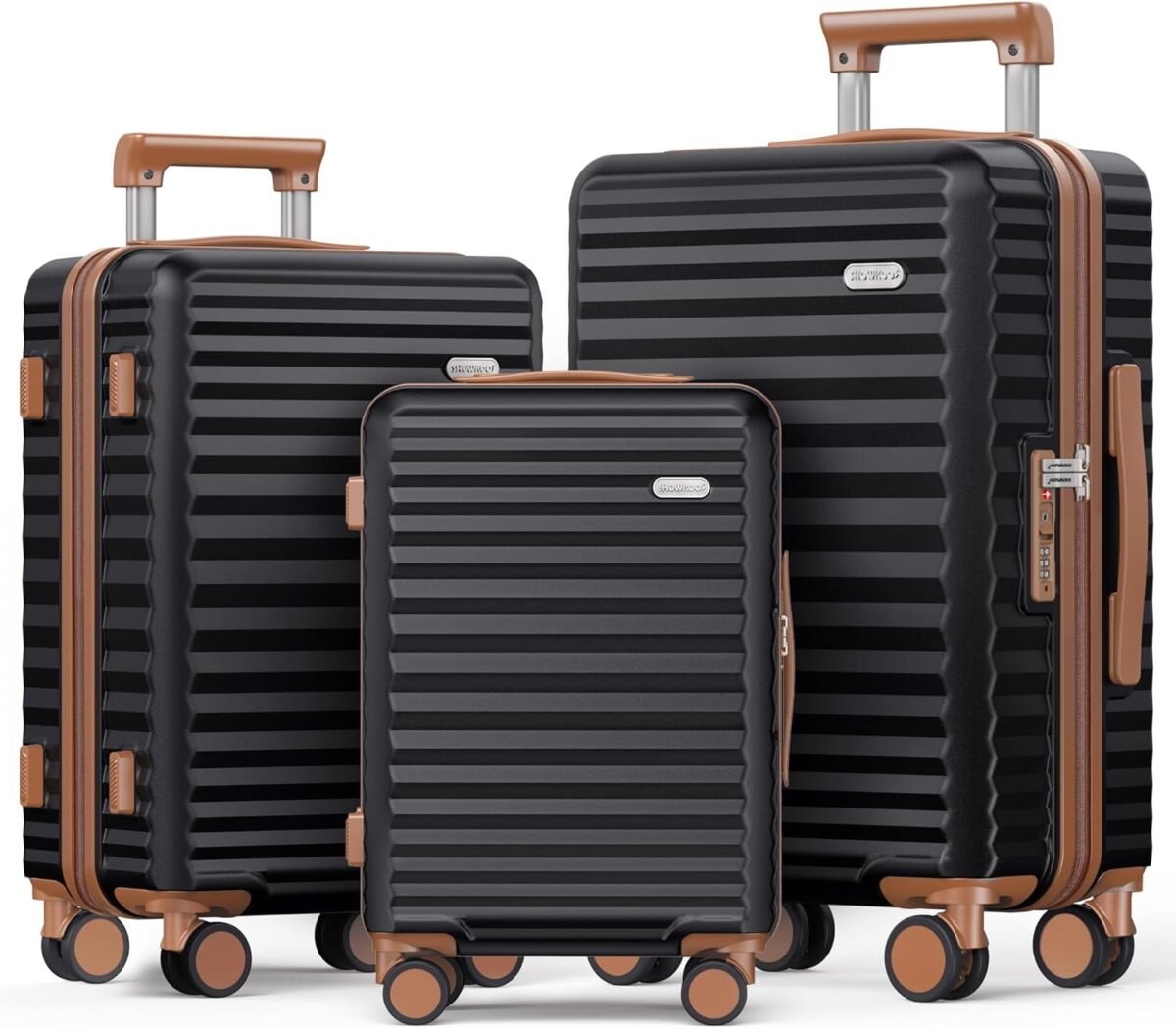 SHOWKOO Luggage Sets Of 3 | 20'' 24''28''| Suitcase Hardside Expandable Black - Image 3