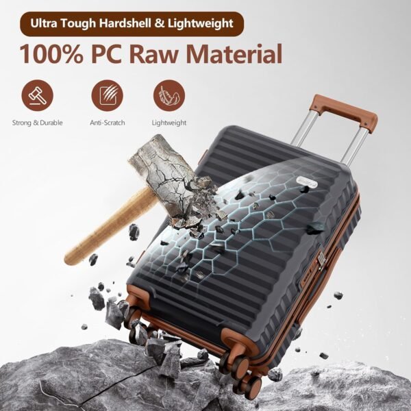 SHOWKOO Luggage Sets Of 3 | 20'' 24''28''| Suitcase Hardside Expandable Black