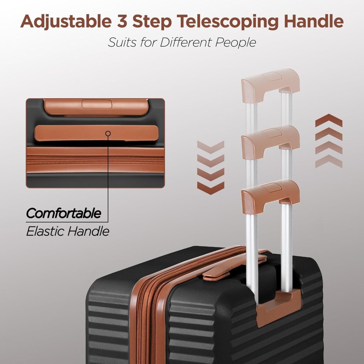 SHOWKOO Luggage Sets Of 3 | 20'' 24''28''| Suitcase Hardside Expandable Black - Image 7