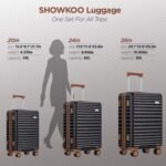 SHOWKOO Luggage Sets Of 3 | 20'' 24''28''| Suitcase Hardside Expandable Black - Image 11