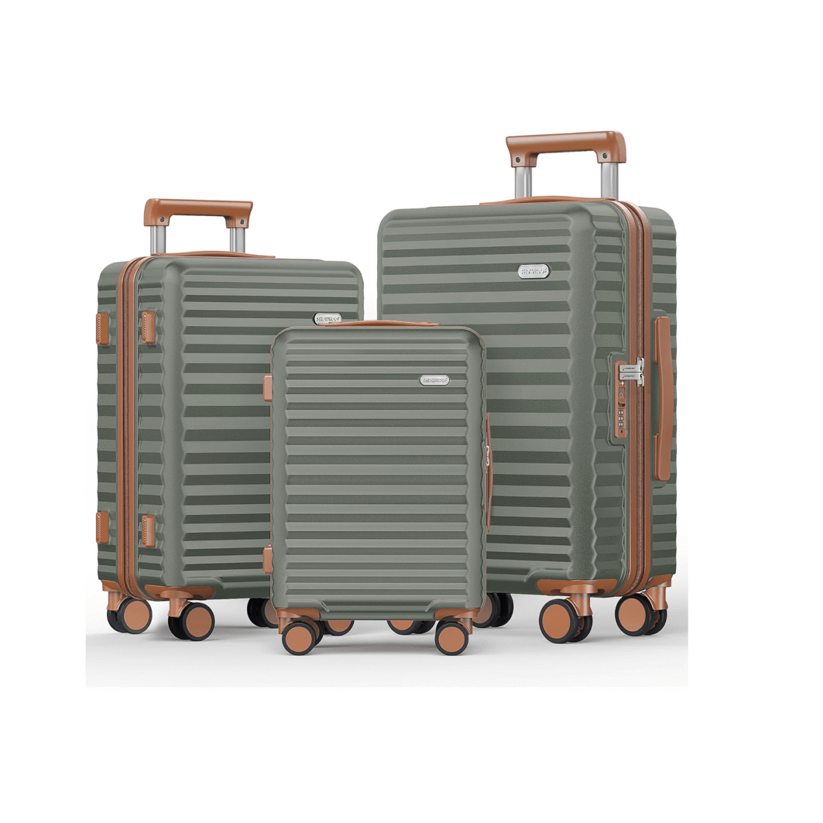 SHOWKOO Luggage Sets Of 3 | 20'' 24''28''| Suitcase Hardside Expandable Green - Image 2