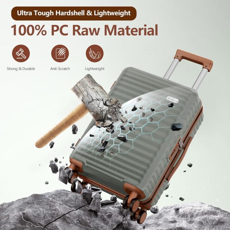 SHOWKOO Luggage Sets Of 3 | 20'' 24''28''| Suitcase Hardside Expandable Green