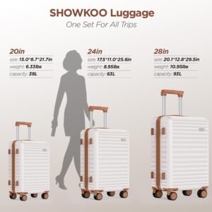SHOWKOO Luggage Sets Of 3 | 20'' 24''28''| Suitcase Hardside Expandable