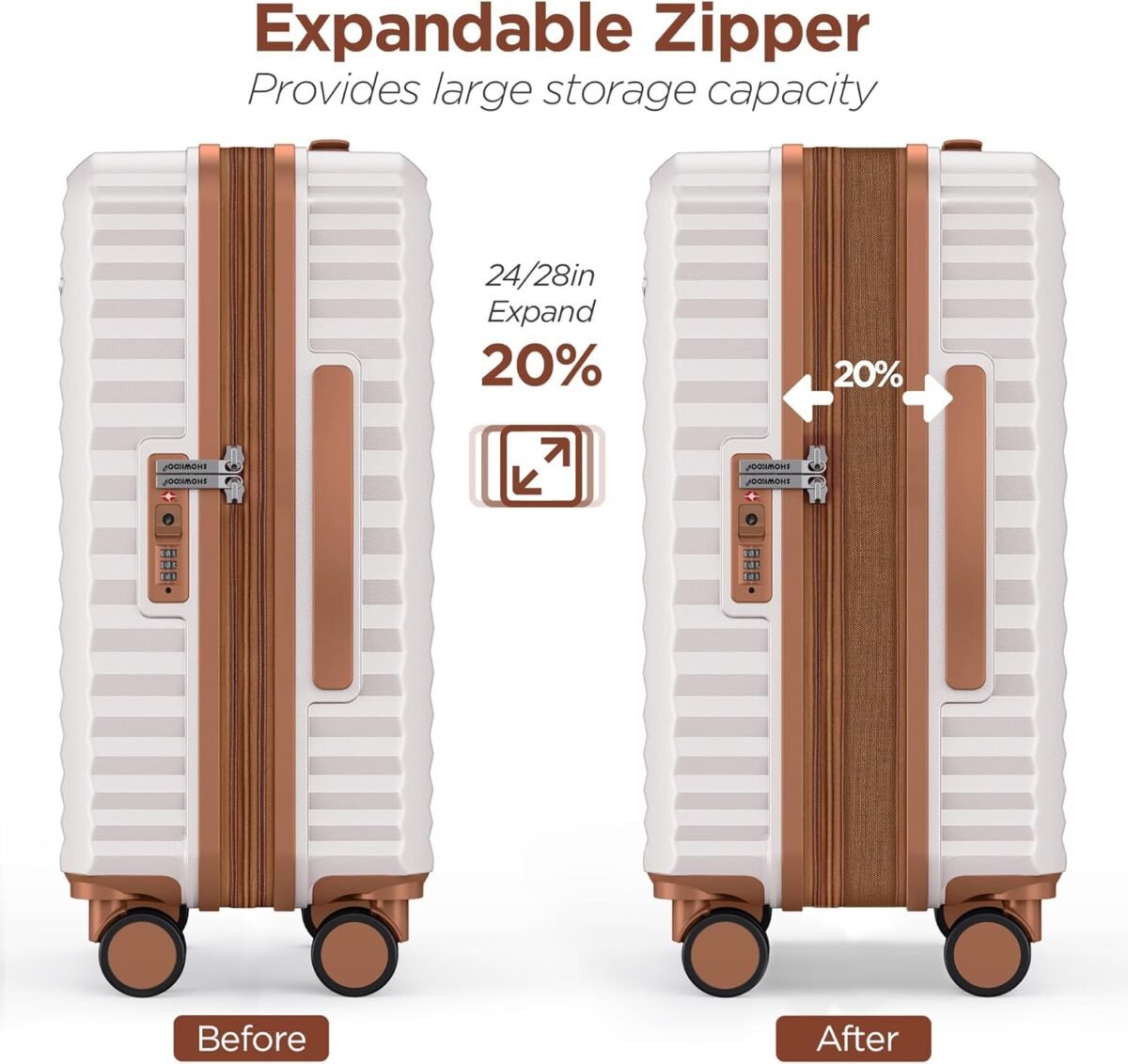 SHOWKOO Luggage Sets Of 3 | 20'' 24''28''| Suitcase Hardside Expandable - Image 6