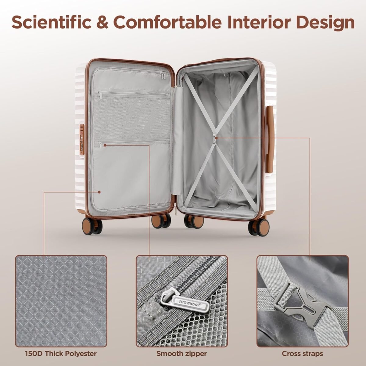 SHOWKOO Luggage Sets Of 3 | 20'' 24''28''| Suitcase Hardside Expandable - Image 4