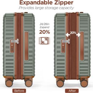 SHOWKOO Luggage Sets Of 3 | 20'' 24''28''| Suitcase Hardside Expandable Green