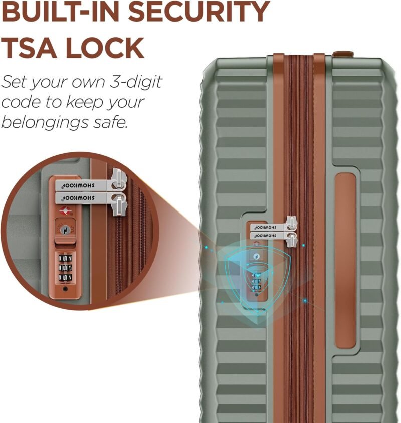 SHOWKOO Luggage Sets Of 3 | 20'' 24''28''| Suitcase Hardside Expandable Green