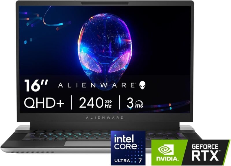 Alienware X16 R2 Gaming Laptop - 16-inch QHD+ 240Hz 3ms Display, Intel Core Ultra 7-155H, 16GB LPDDR5X RAM, 1TB SSD, NVIDIA GeForce RTX 4070 8GB GDDR6