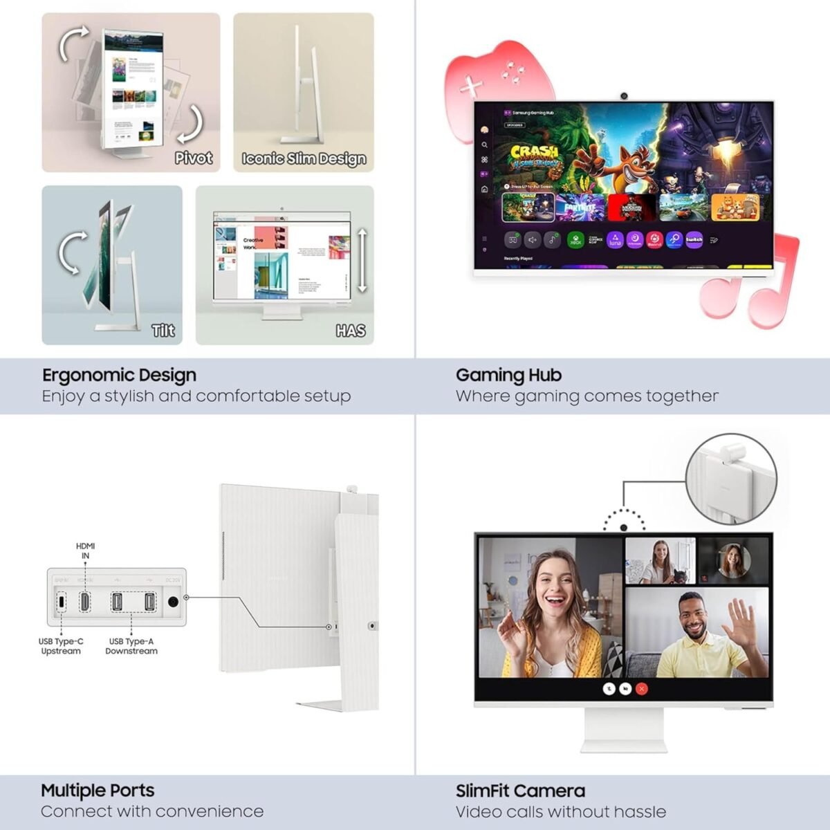 SAMSUNG 32-Inch M8 (M80D) Series 4K UHD Smart Monitor with Streaming TV, Speakers, HDR10+ - Image 7